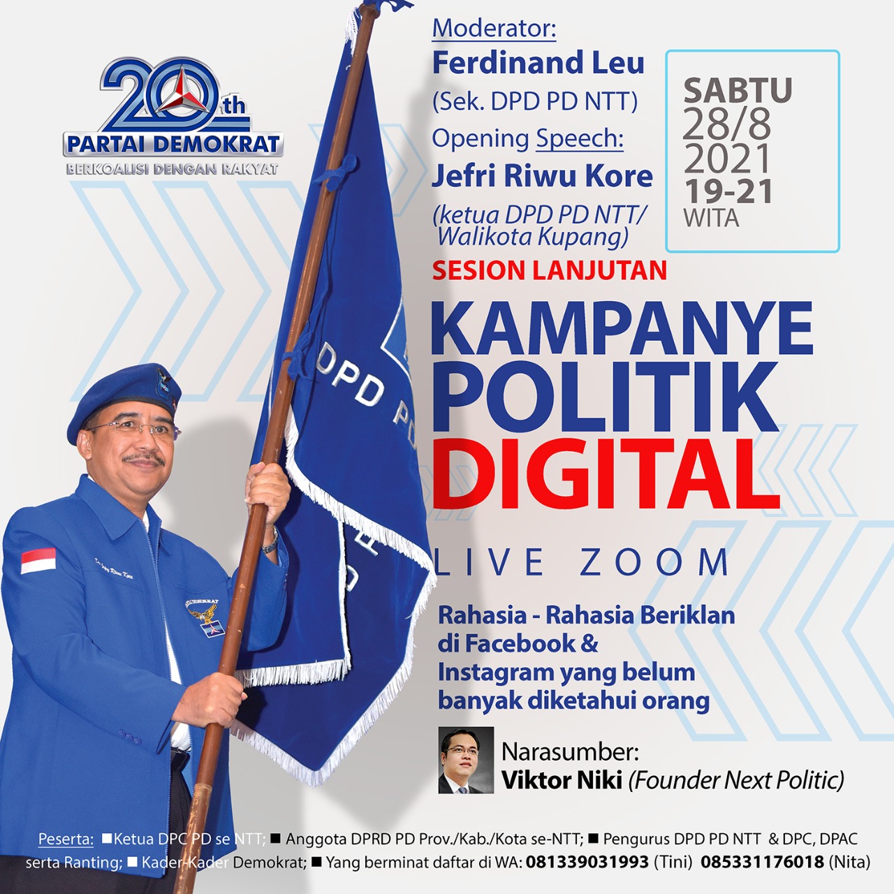 Menuju HUT Demokrat Ke-20, DPD NTT Laksanakan Webinar Latih Kreatifitas Medsos Kader