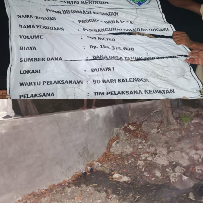 Diduga Pekerjaan Proyek Irigasi, Desa Pantai Beringin Asal di Kerjakan