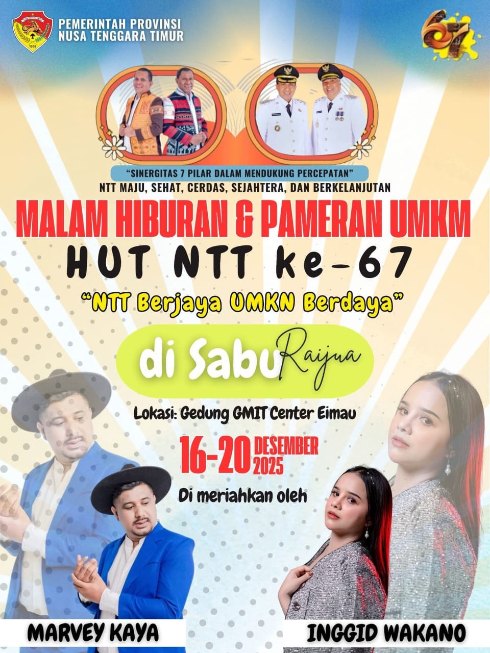 HUT ke-67 NTT, Pemprov Gelar Malam Hiburan dan Pameran UMKM di Sabu Raijua