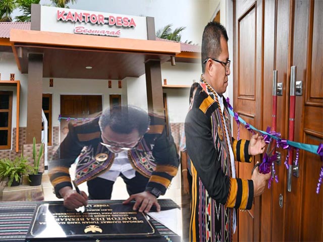 Bupati Yos Lede, Resmikan Kantor Desa Besmarak, Maksimalkan Pelayanan Publik