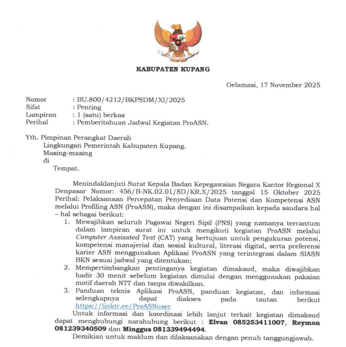 Pemkab Kupang Wajibkan Seluruh PNS Ikut Kegiatan ProASN